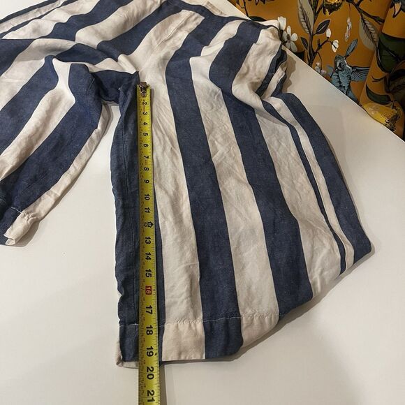 Madewell Huston Pants Womens Sz L Linen Blend Nautical Pocket Wide Leg Cropped - Picture 8 of 8